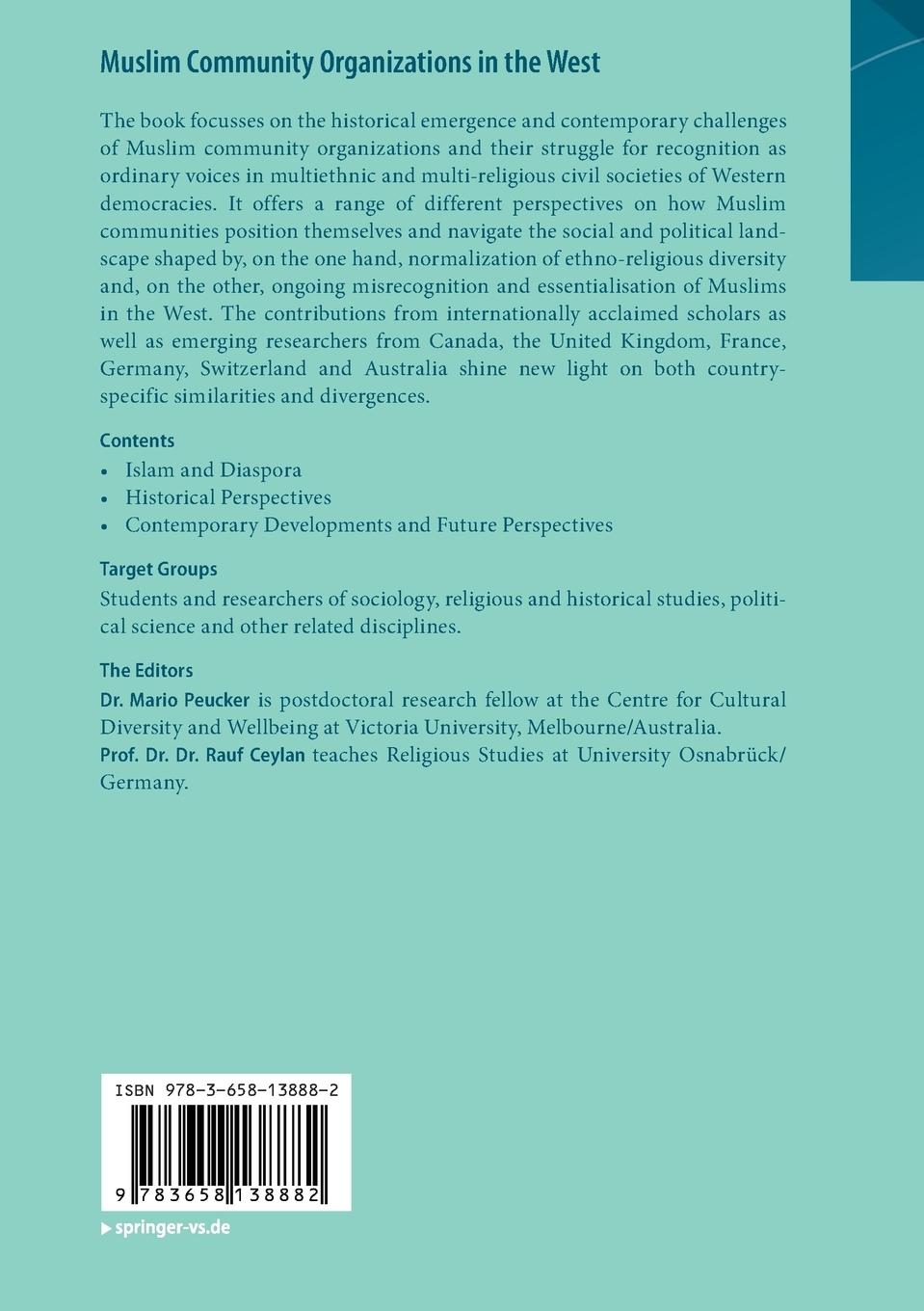 Rückseitencover Muslim Community Organizations in the West