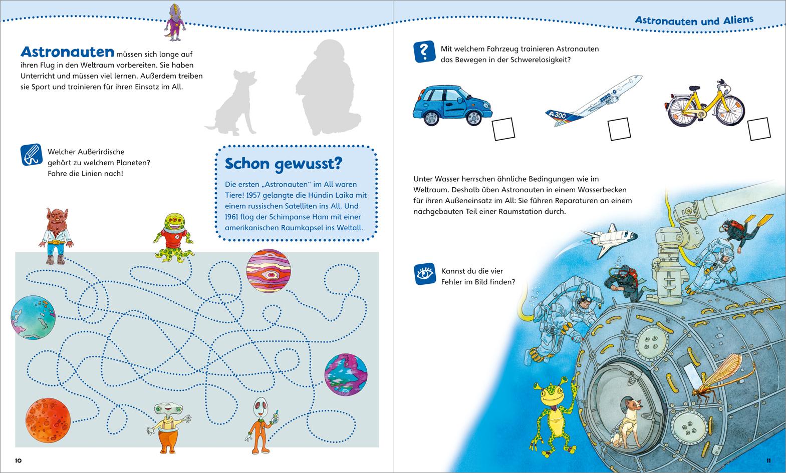 Beispielinhalt (Bild) WAS IST WAS Junior Mitmach-Heft Weltraum