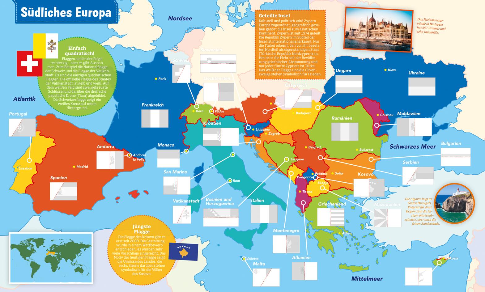 Beispielinhalt (Bild) WAS IST WAS Sticker-Atlas Flaggen
