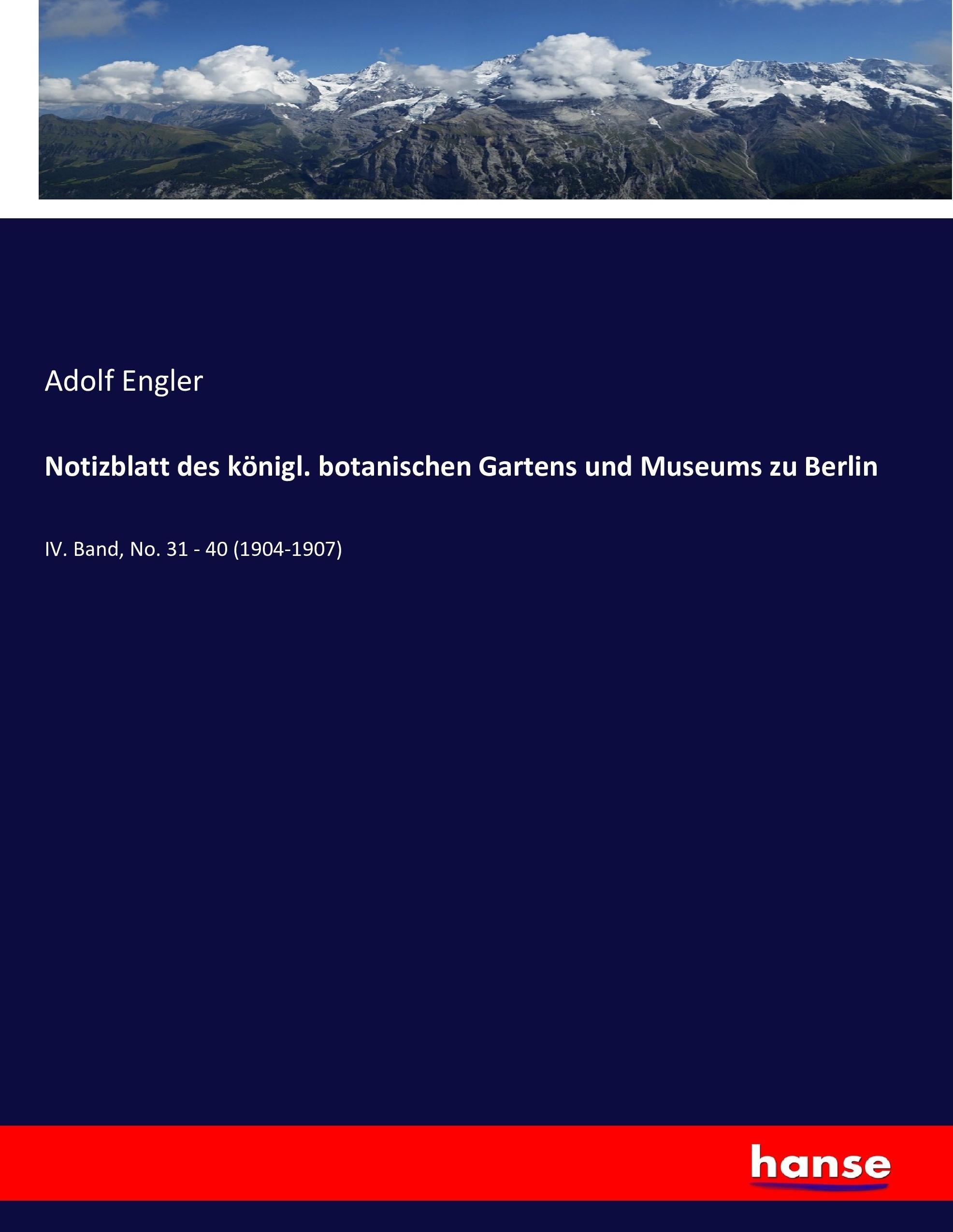 Vorderes Coverbild Notizblatt des königl. botanischen Gartens und Museums zu Berlin