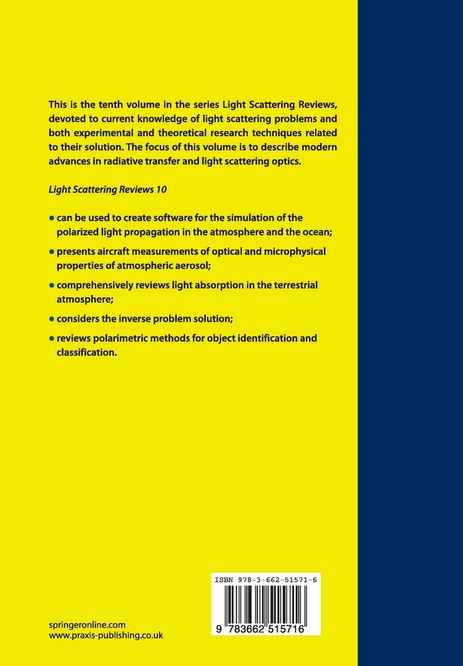 Rückseitencover Light Scattering Reviews 10