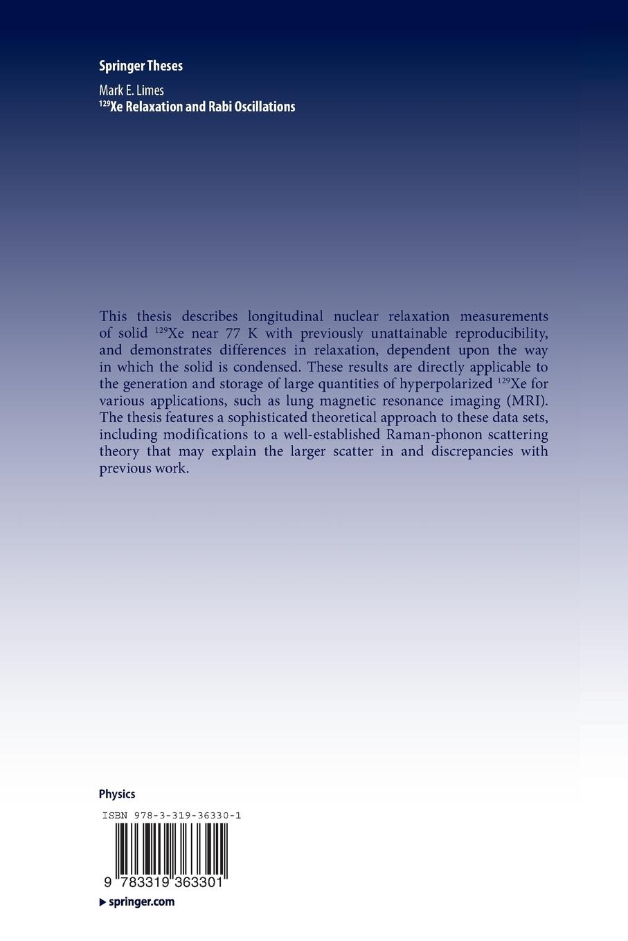 Rückseitencover 129 Xe Relaxation and Rabi Oscillations