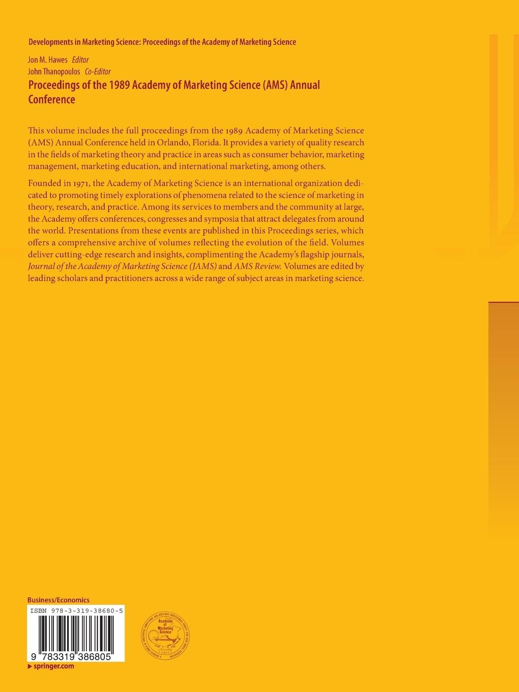 Rückseitencover Proceedings of the 1989 Academy of Marketing Science (AMS) Annual Conference