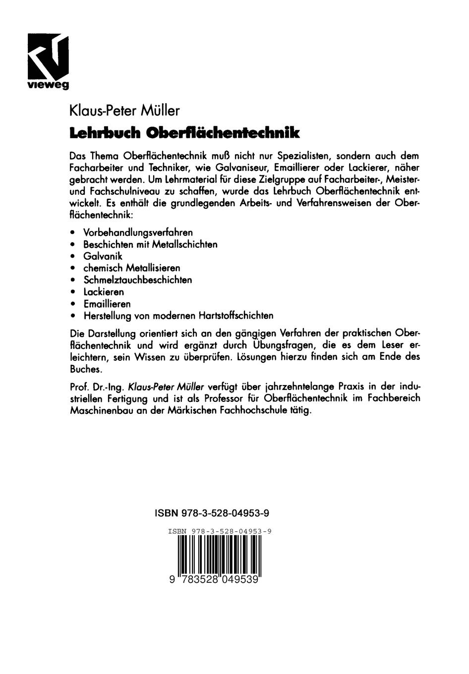 Rückseitencover Lehrbuch Oberflächentechnik