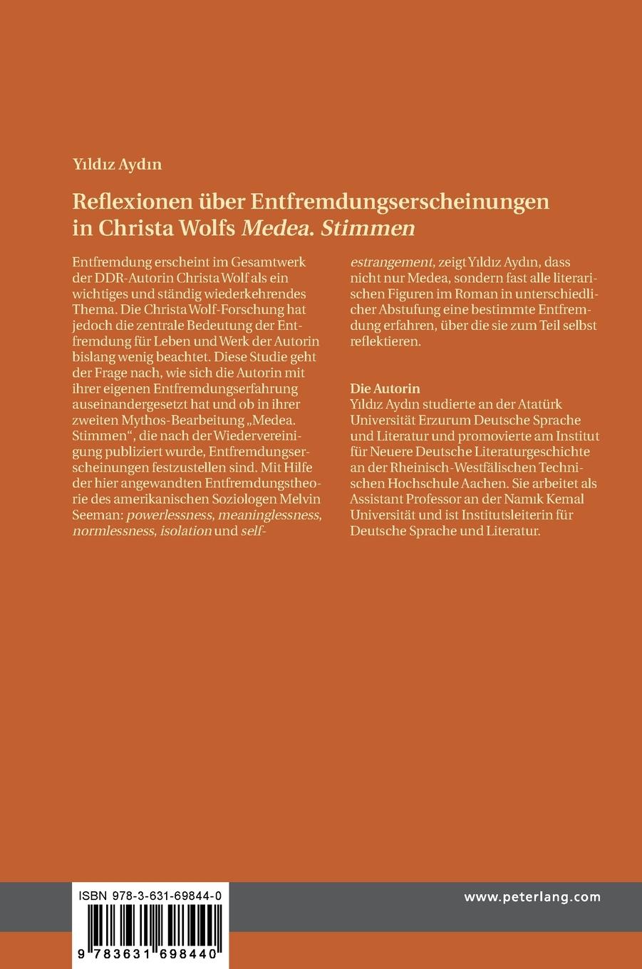 Rückseitencover Reflexionen über Entfremdungserscheinungen in Christa Wolfs 'Medea. Stimmen'