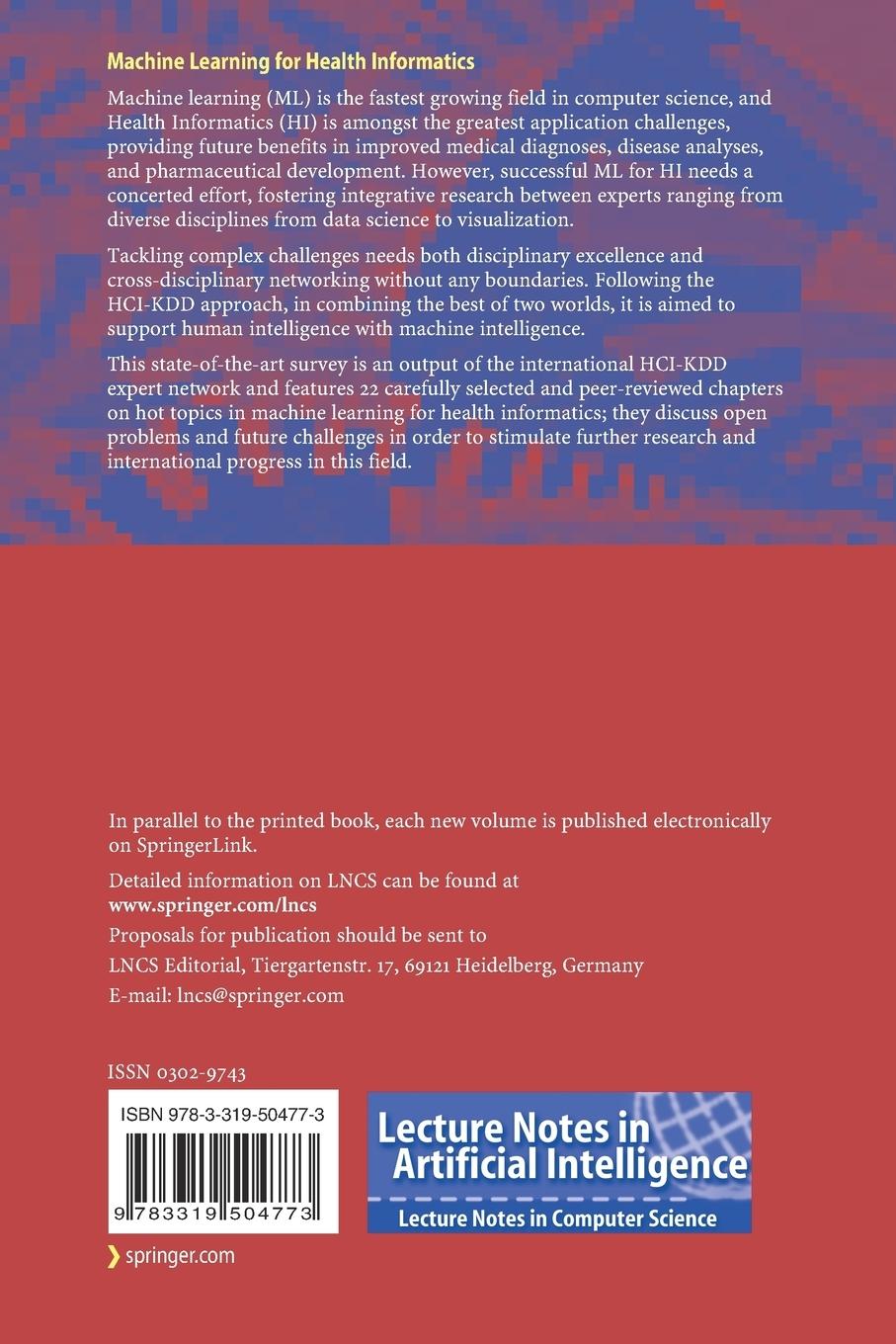 Rückseitencover Machine Learning for Health Informatics