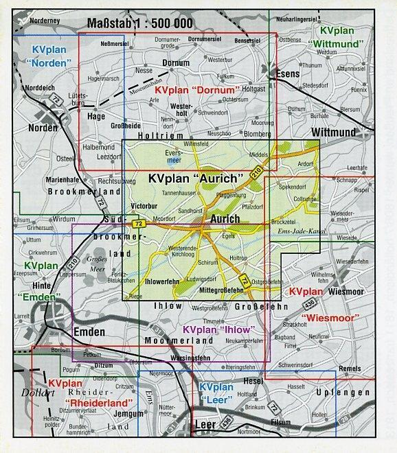Beispielinhalt (Bild) Aurich, KVplan, Radkarte/Freizeitkarte/Stadtplan, 1:25.000 / 1:15.000 / 1:5.000