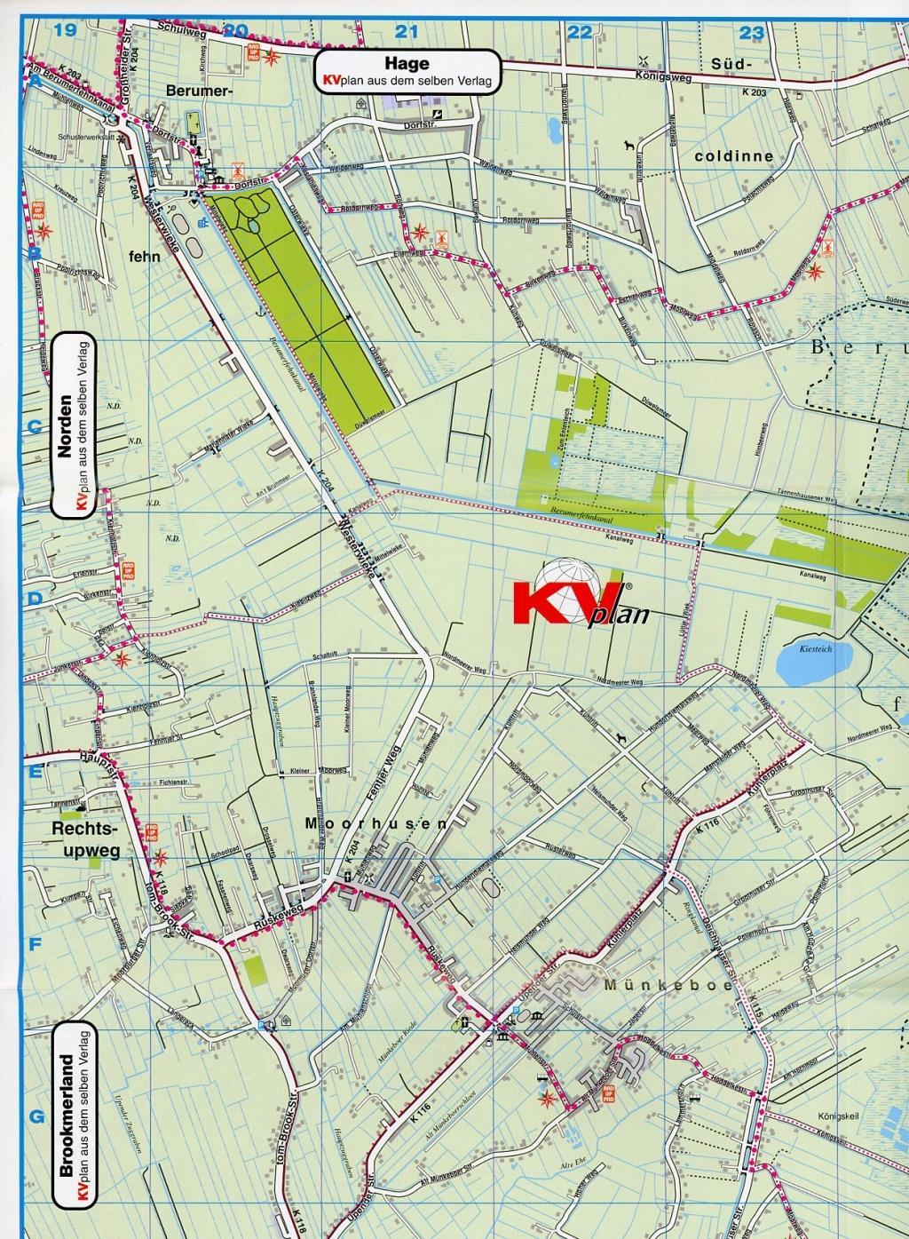 Beispielinhalt (Bild) Aurich, KVplan, Radkarte/Freizeitkarte/Stadtplan, 1:25.000 / 1:15.000 / 1:5.000