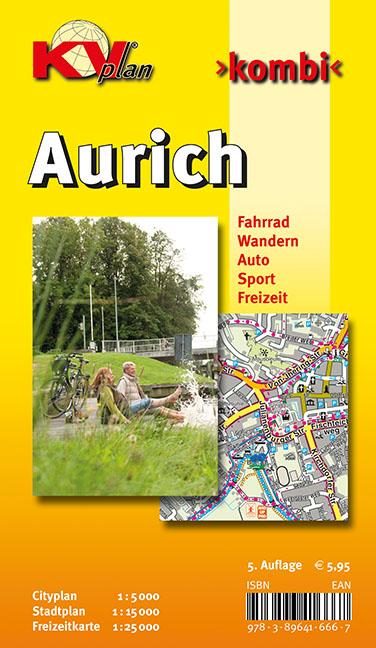 Vorderes Coverbild Aurich, KVplan, Radkarte/Freizeitkarte/Stadtplan, 1:25.000 / 1:15.000 / 1:5.000