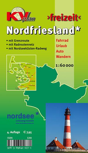 Vorderes Coverbild Nordfriesland Kreis mit Sylt, Amrum, Föhr und Halligen, KVplan, Radkarte/Freizeitkarte/Wanderkarte, 1:60.000