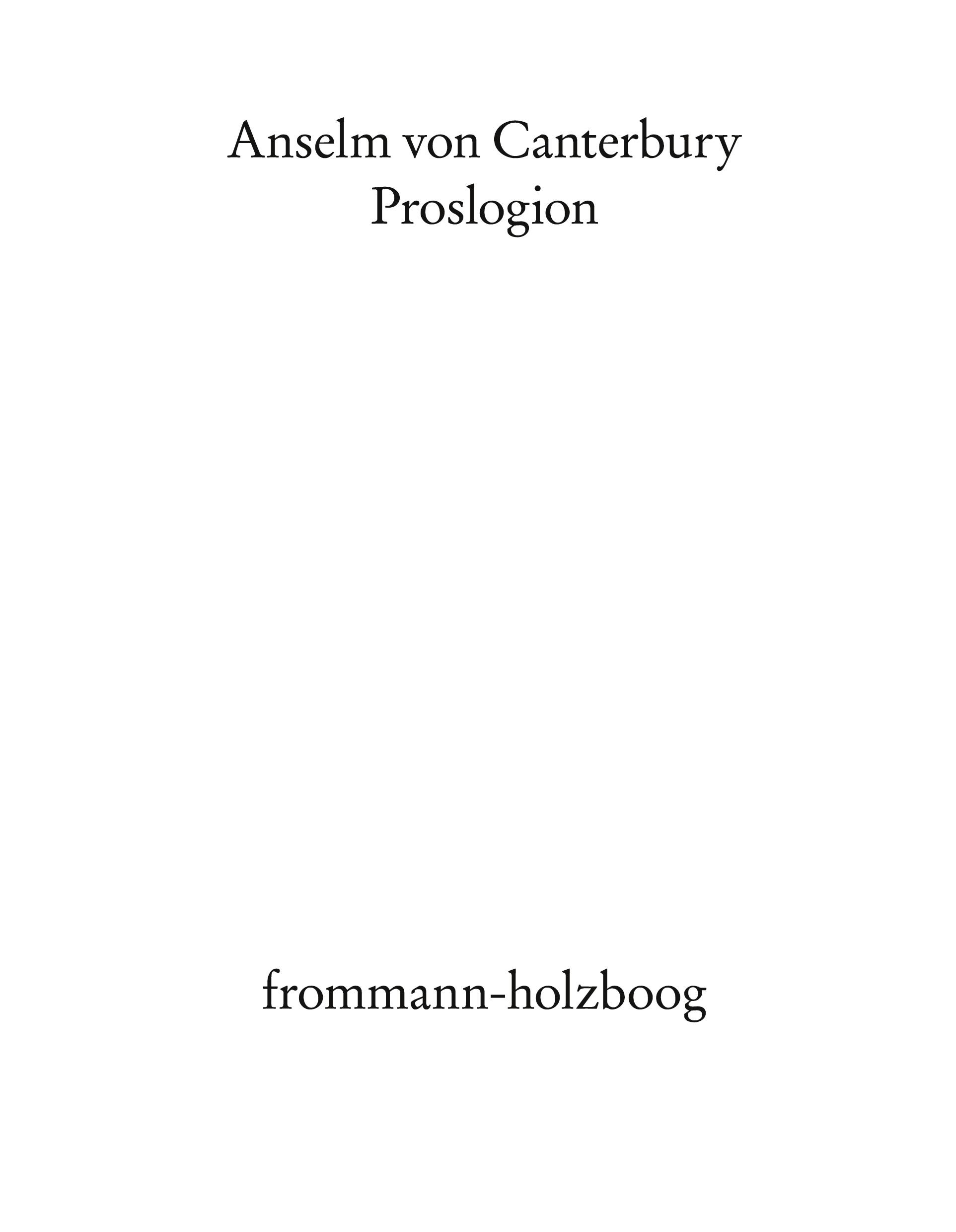 Vorderes Coverbild Proslogion