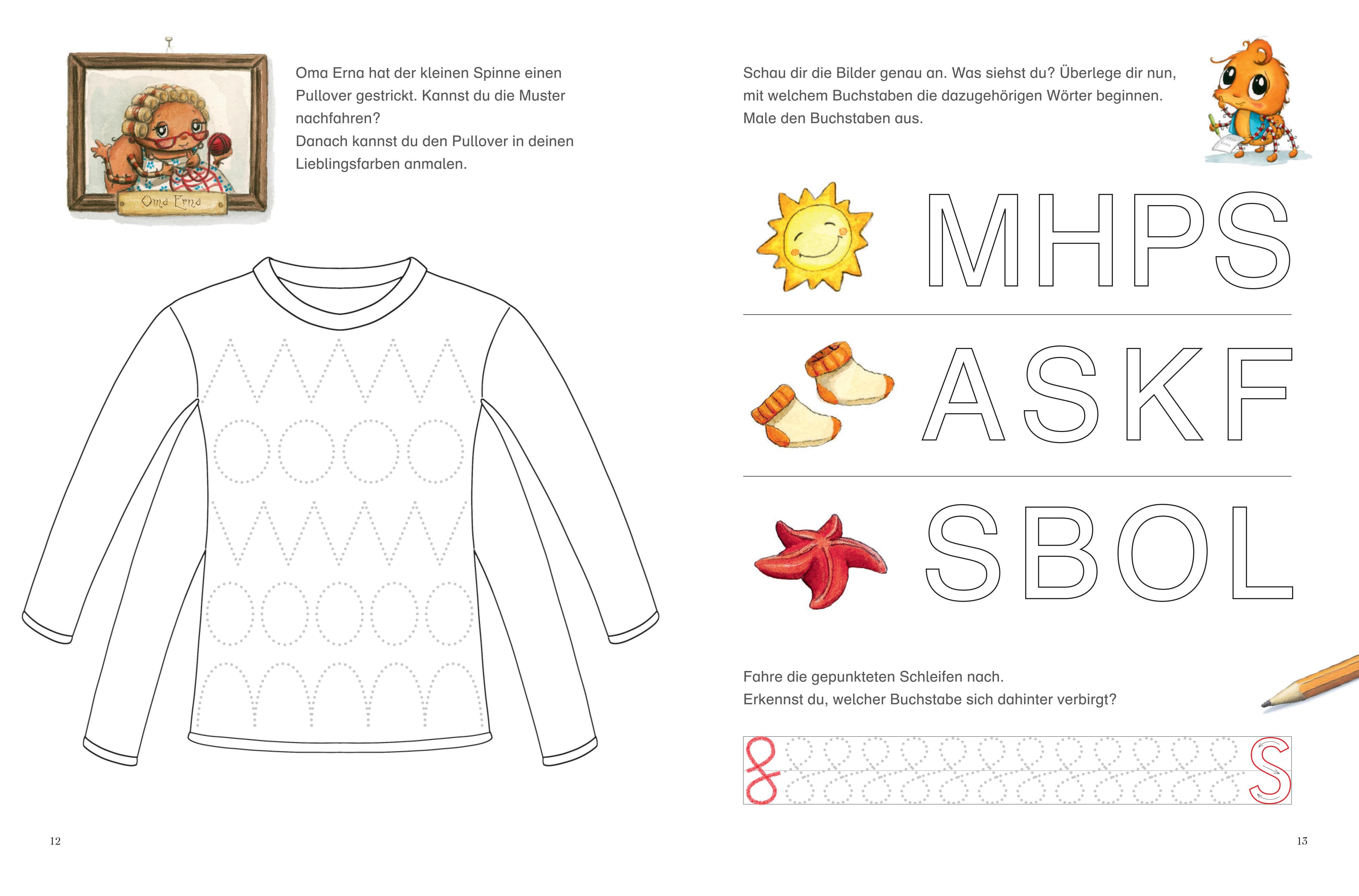 Beispielinhalt (Bild) Die kleine Spinne Widerlich - Meine ersten Buchstaben