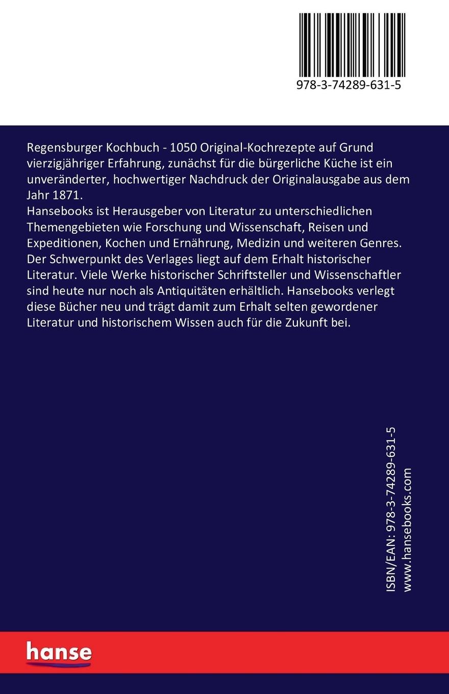 Rückseitencover Regensburger Kochbuch