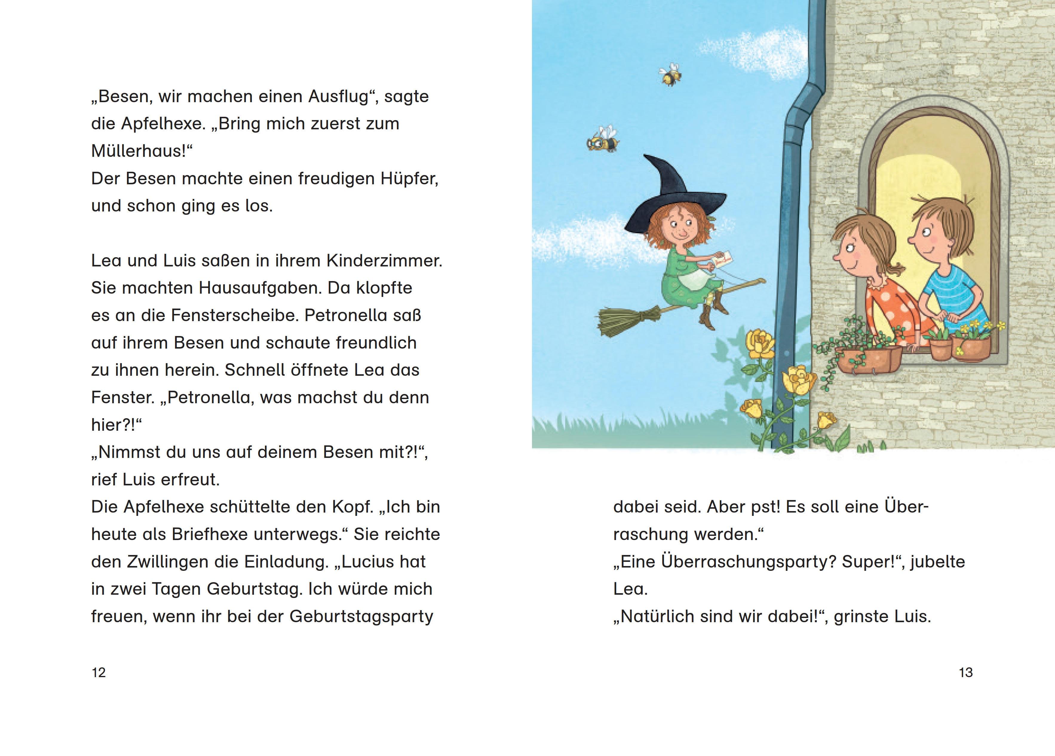 Beispielinhalt (Bild) Petronella Apfelmus Erstleser 1 - Überraschungsfest für Lucius