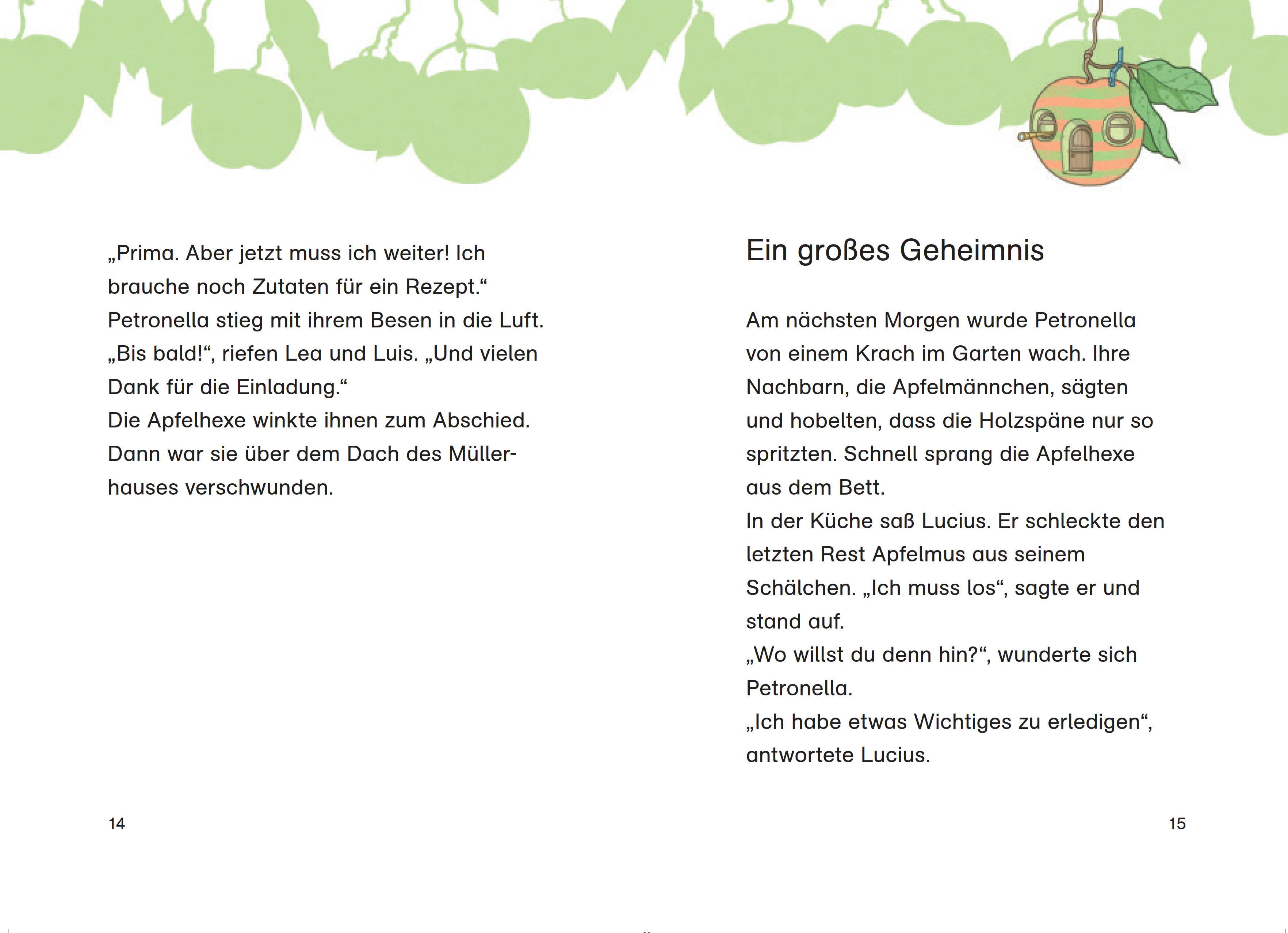 Beispielinhalt (Bild) Petronella Apfelmus Erstleser 1 - Überraschungsfest für Lucius