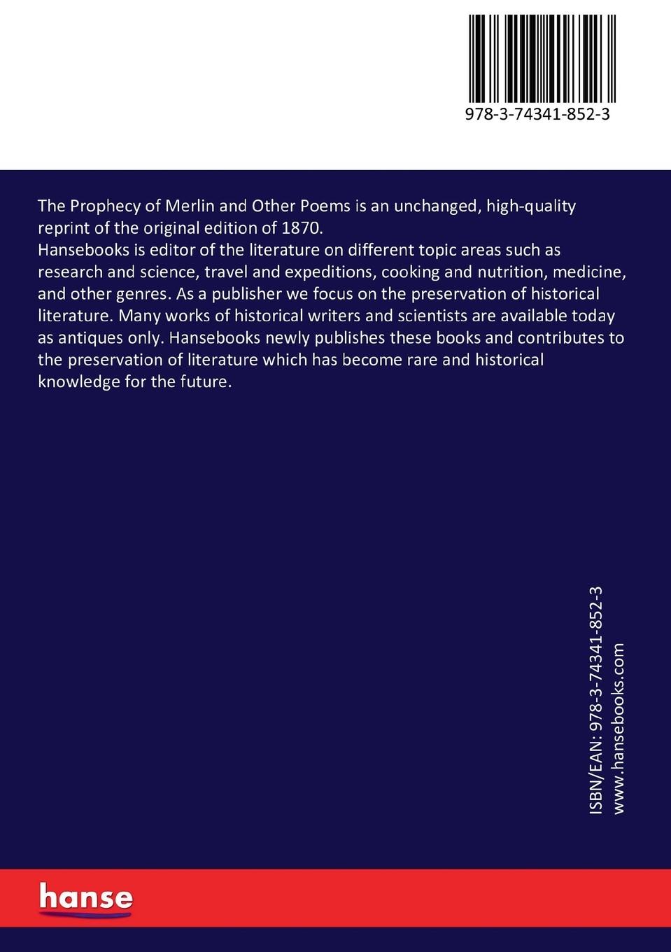 Rückseitencover The Prophecy of Merlin and Other Poems