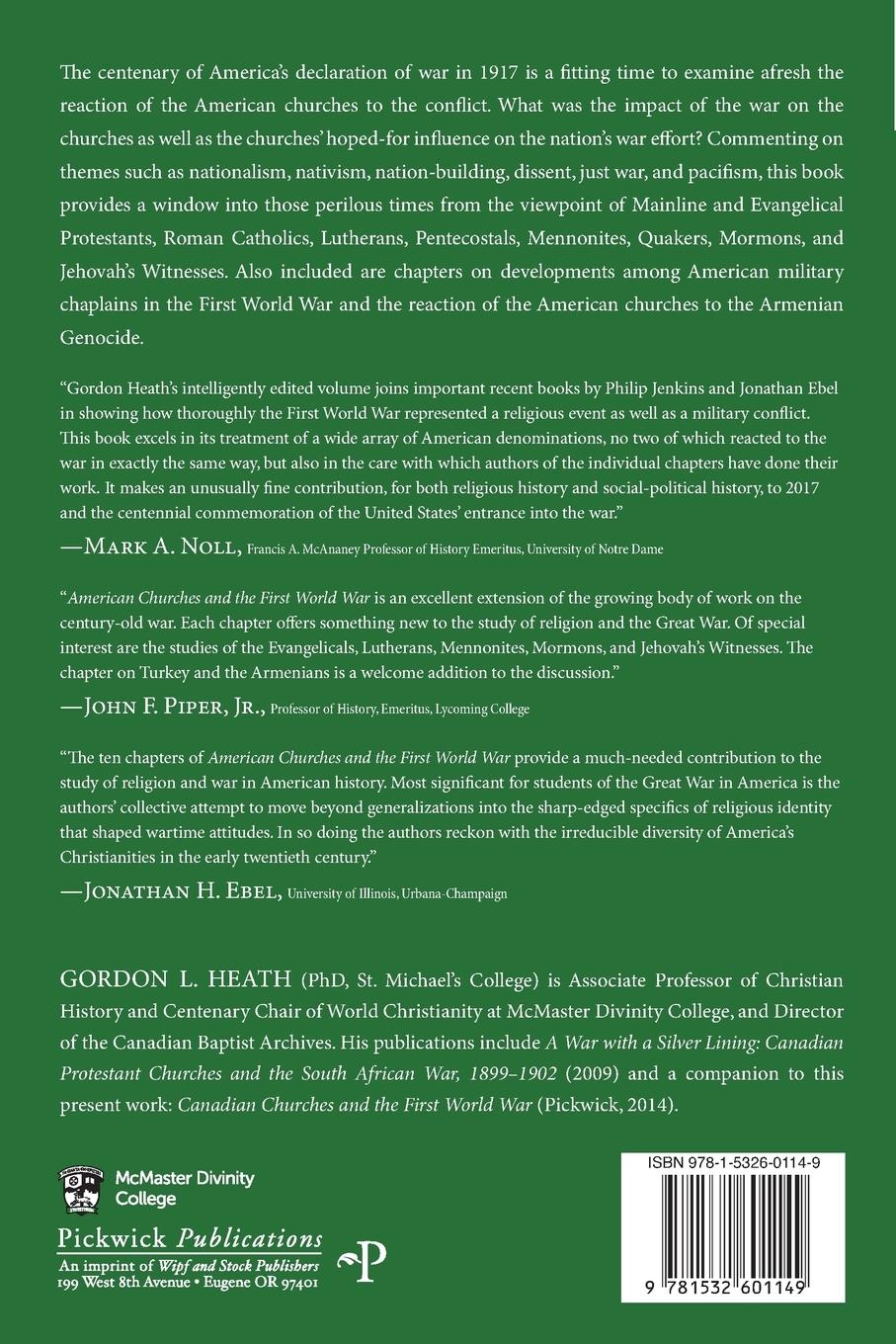 Rückseitencover American Churches and the First World War