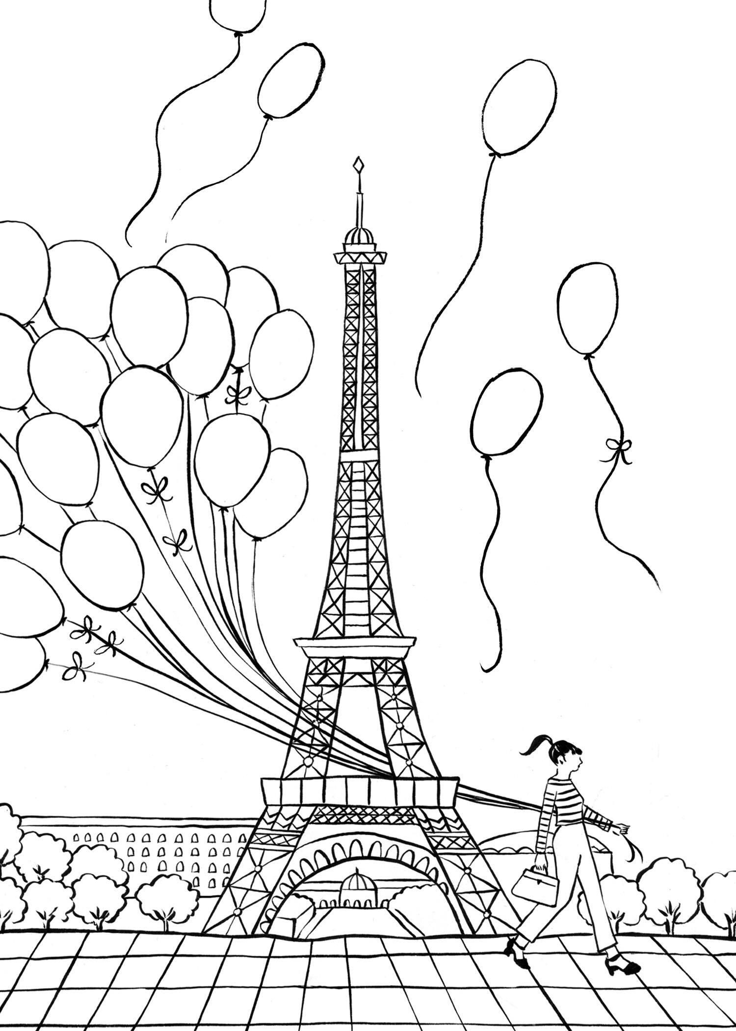 Beispielinhalt (Bild) Iconic Paris Coloring Book
