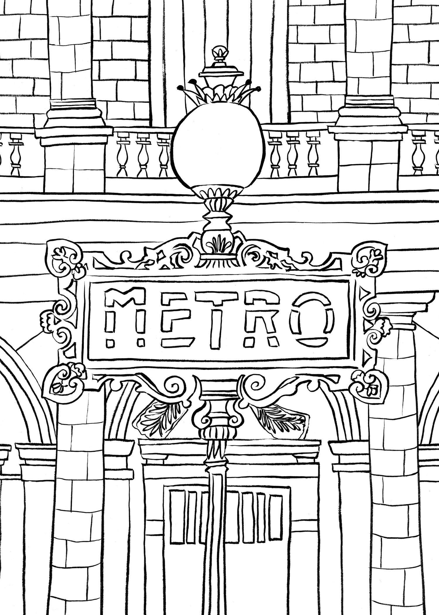 Beispielinhalt (Bild) Iconic Paris Coloring Book