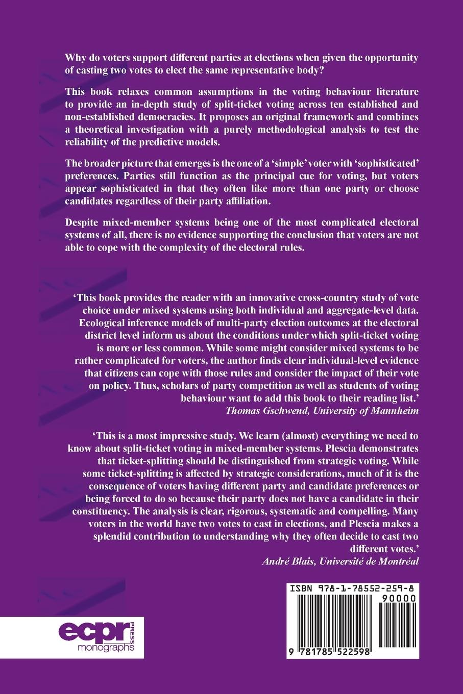 Rückseitencover Split-Ticket Voting in Mixed-Member Electoral Systems