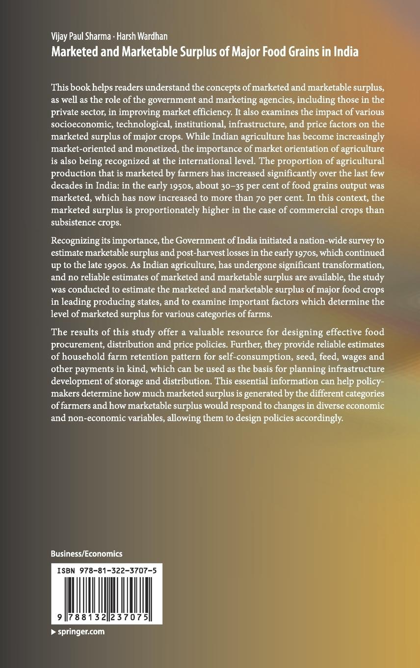 Rückseitencover Marketed and Marketable Surplus of Major Food Grains in India