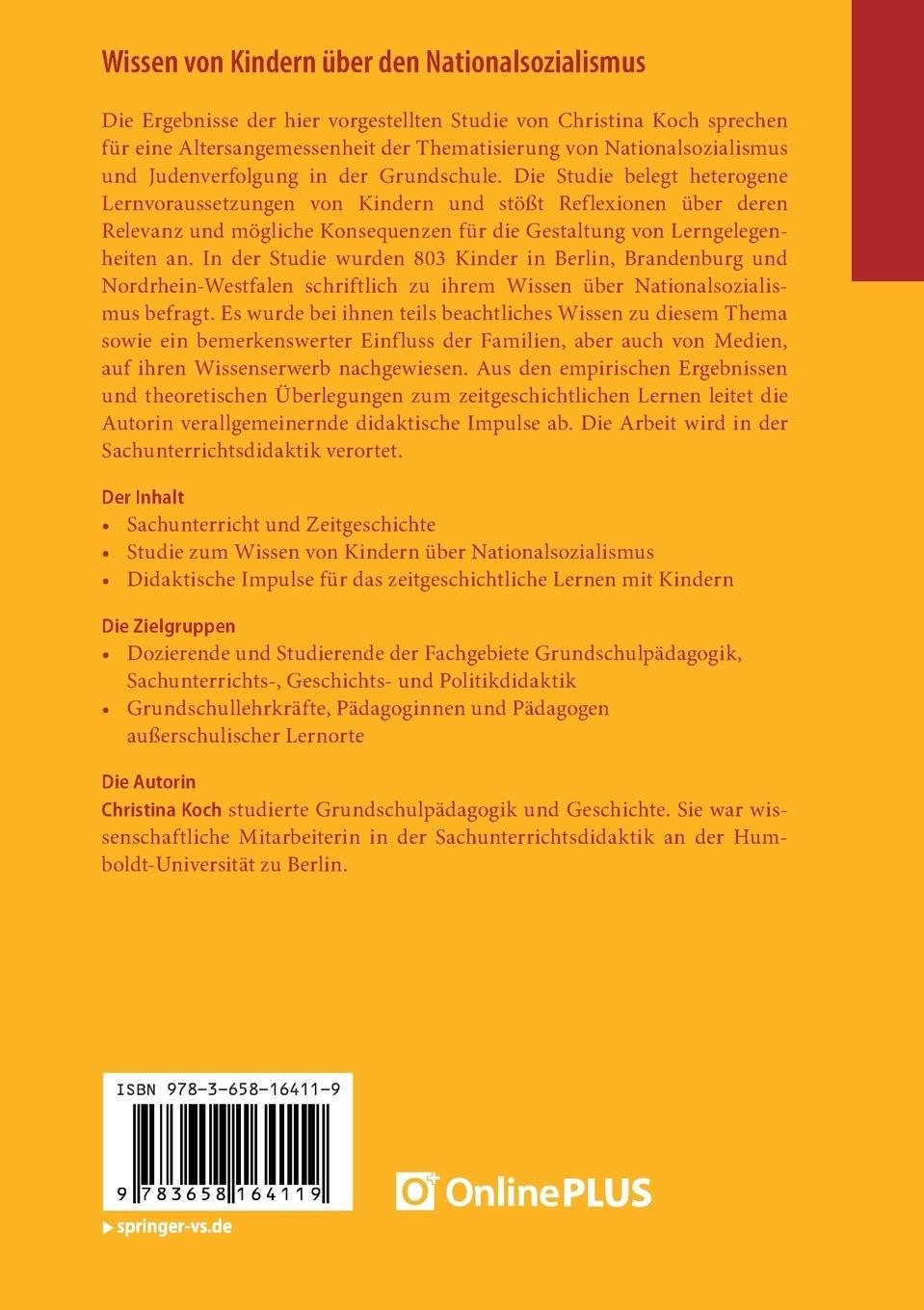 Rückseitencover Wissen von Kindern über den Nationalsozialismus
