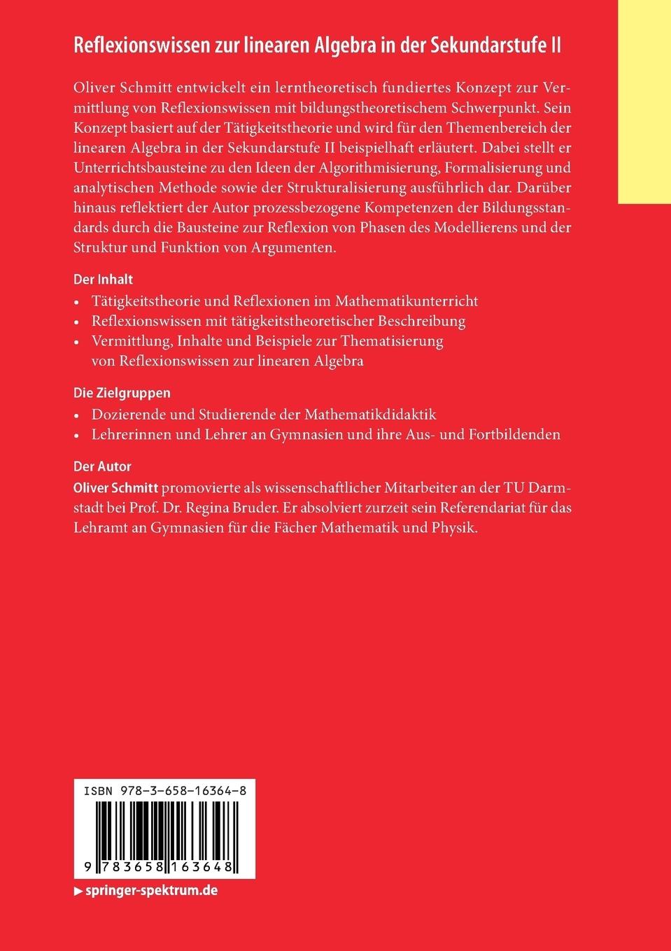 Rückseitencover Reflexionswissen zur linearen Algebra in der Sekundarstufe II