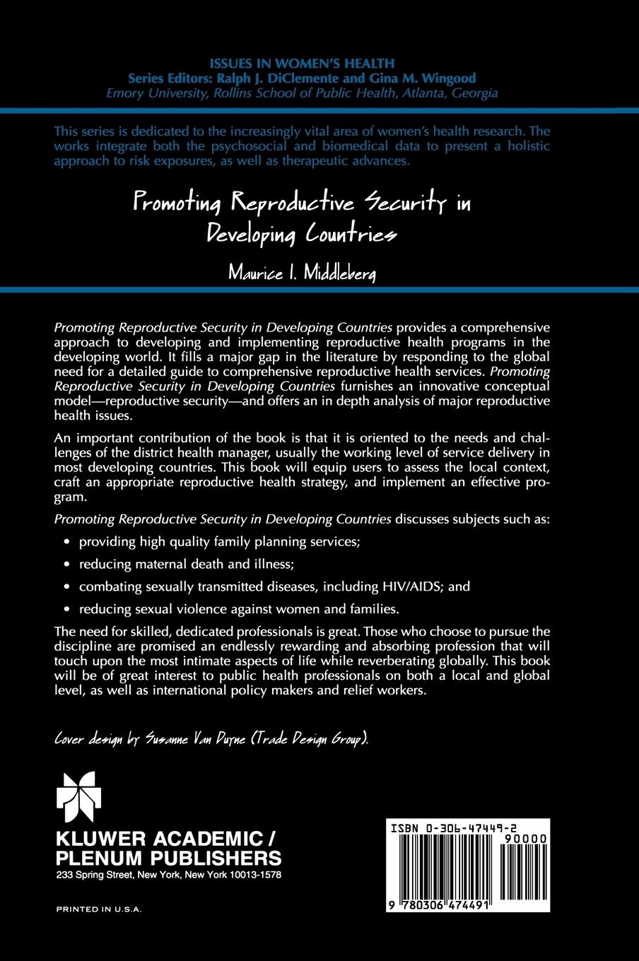 Rückseitencover Promoting Reproductive Security in Developing Countries