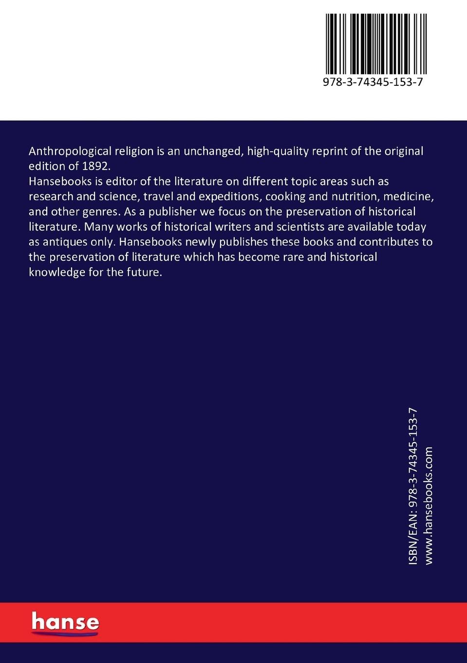 Rückseitencover Anthropological religion
