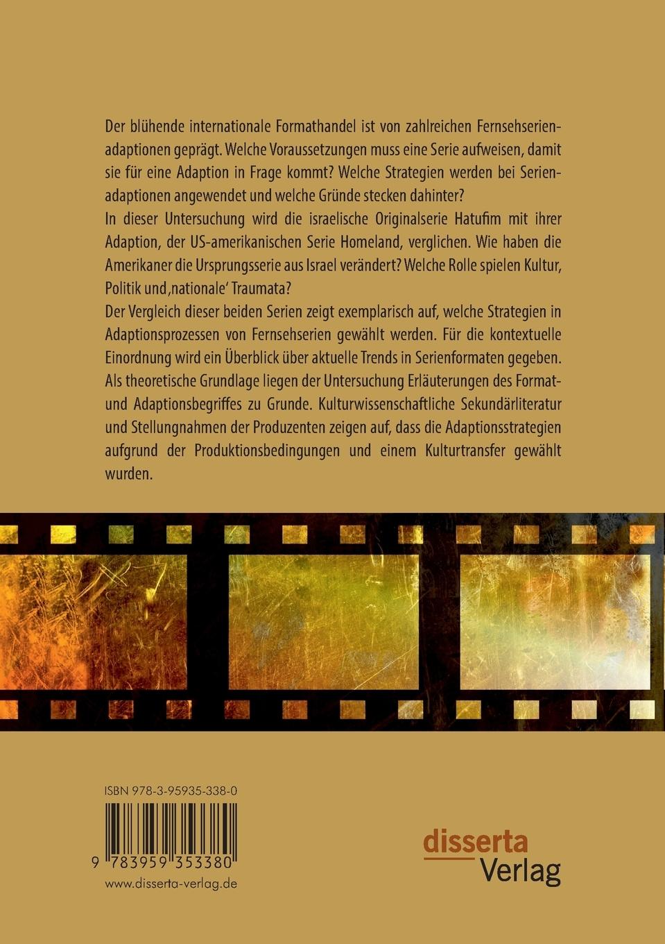 Rückseitencover Adaptionsprozesse bei TV-Serien: Von "Hatufim" zu "Homeland"
