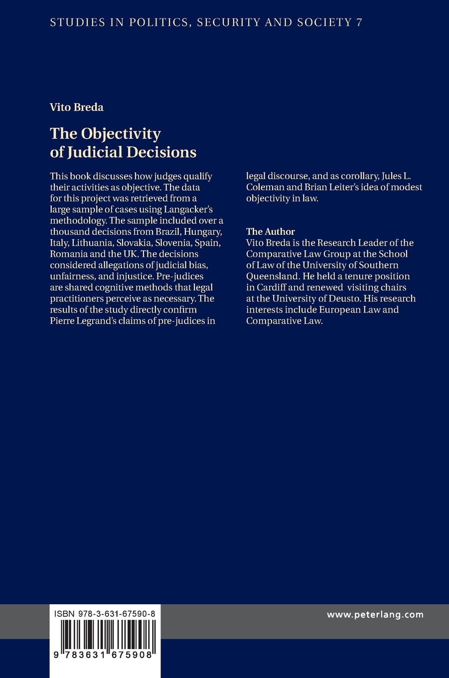 Rückseitencover The Objectivity of Judicial Decisions