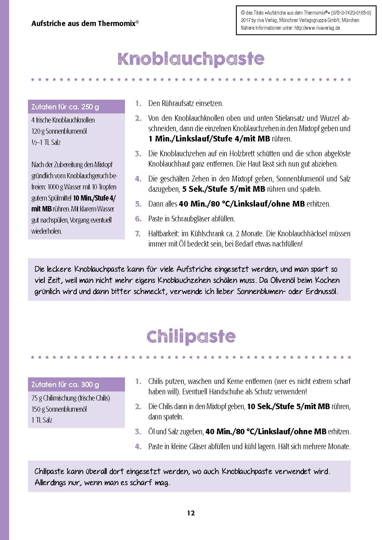 Beispielinhalt (Bild) Aufstriche aus dem Thermomix®