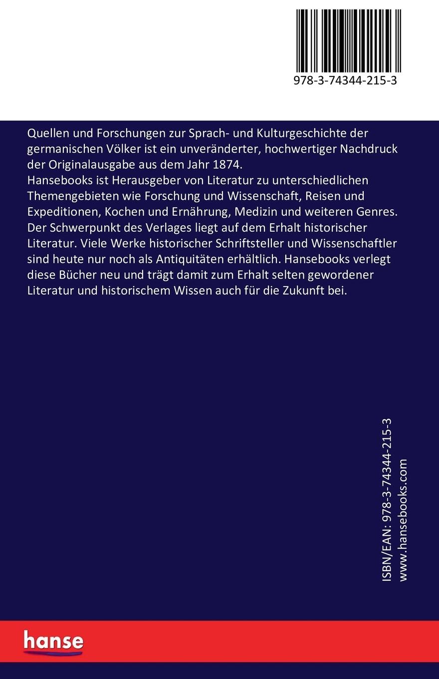Rückseitencover Quellen und Forschungen zur Sprach- und Kulturgeschichte der germanischen Völker