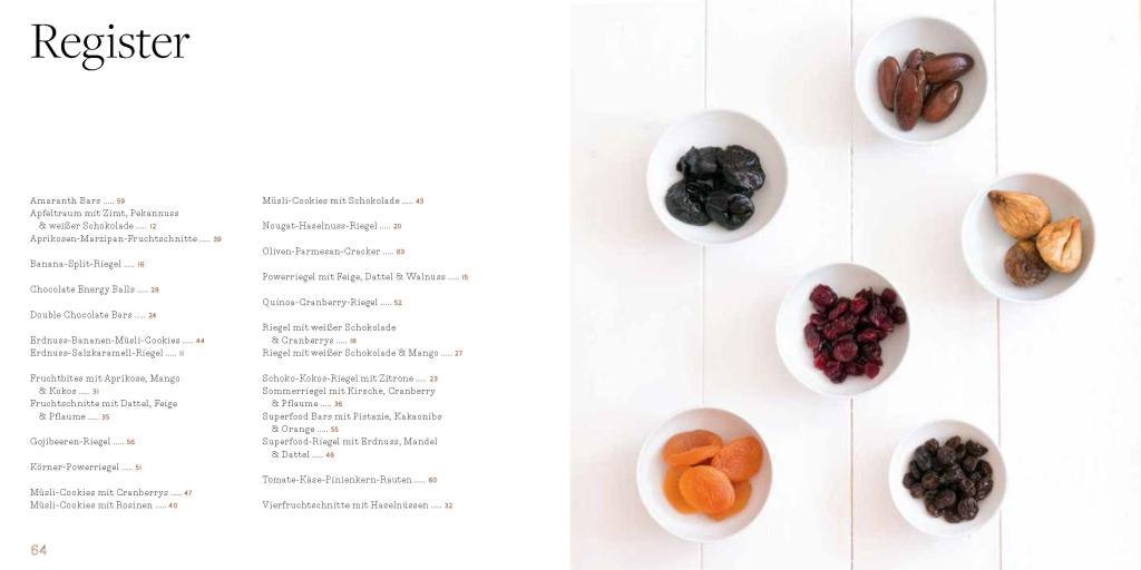 Beispielinhalt (Bild) Müsliriegel und Fruchtschnitten