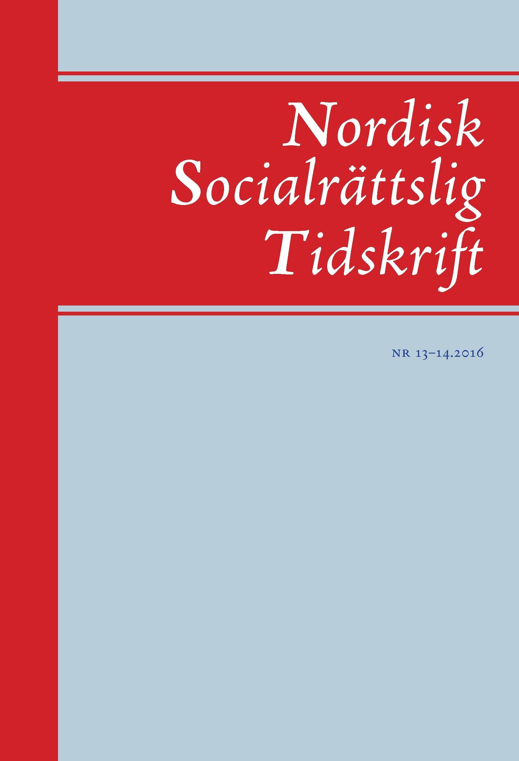 Vorderes Coverbild Nordisk Socialrättslig Tidskrift 13-14, 2016