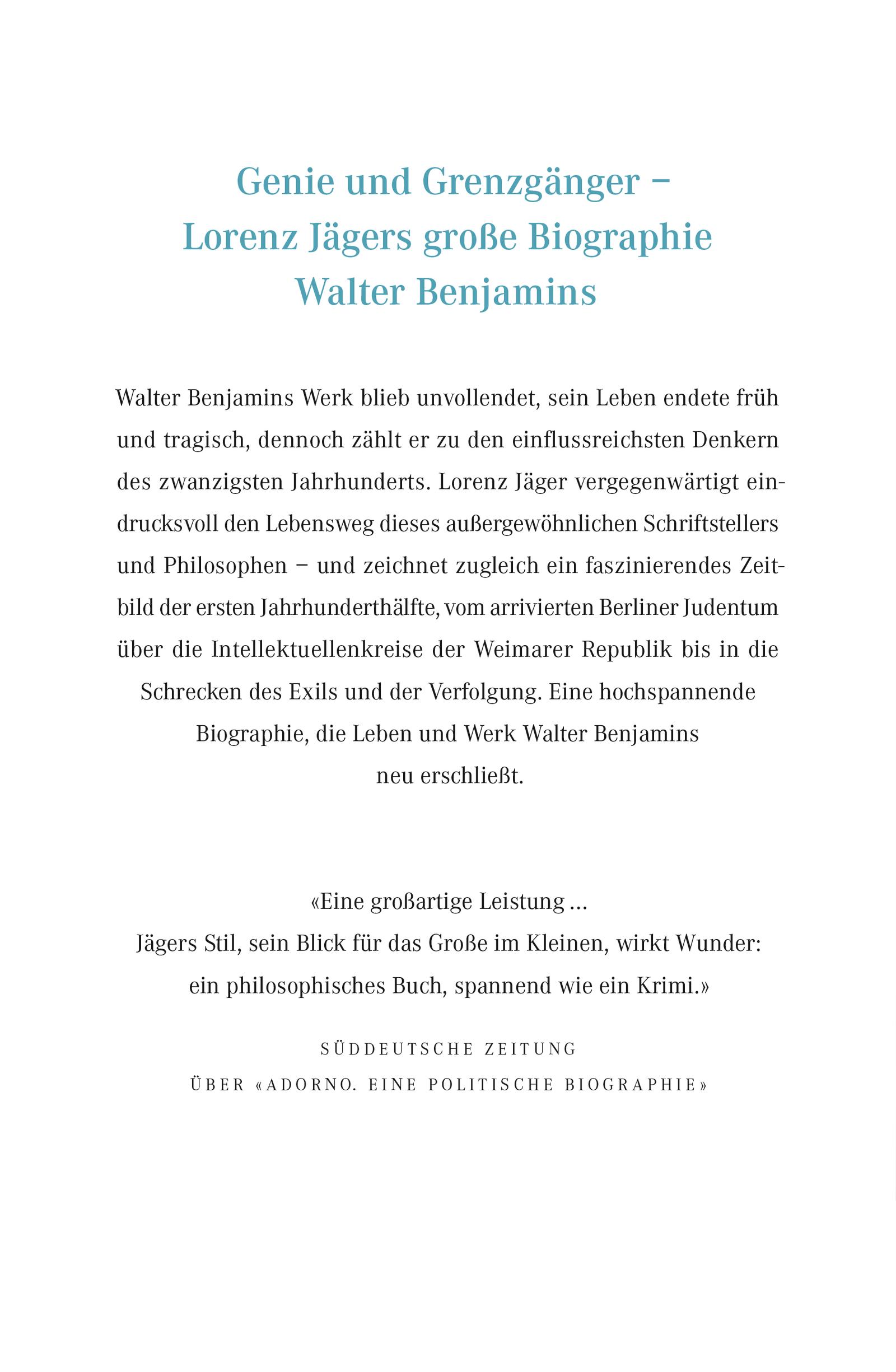 Rückseitencover Walter Benjamin