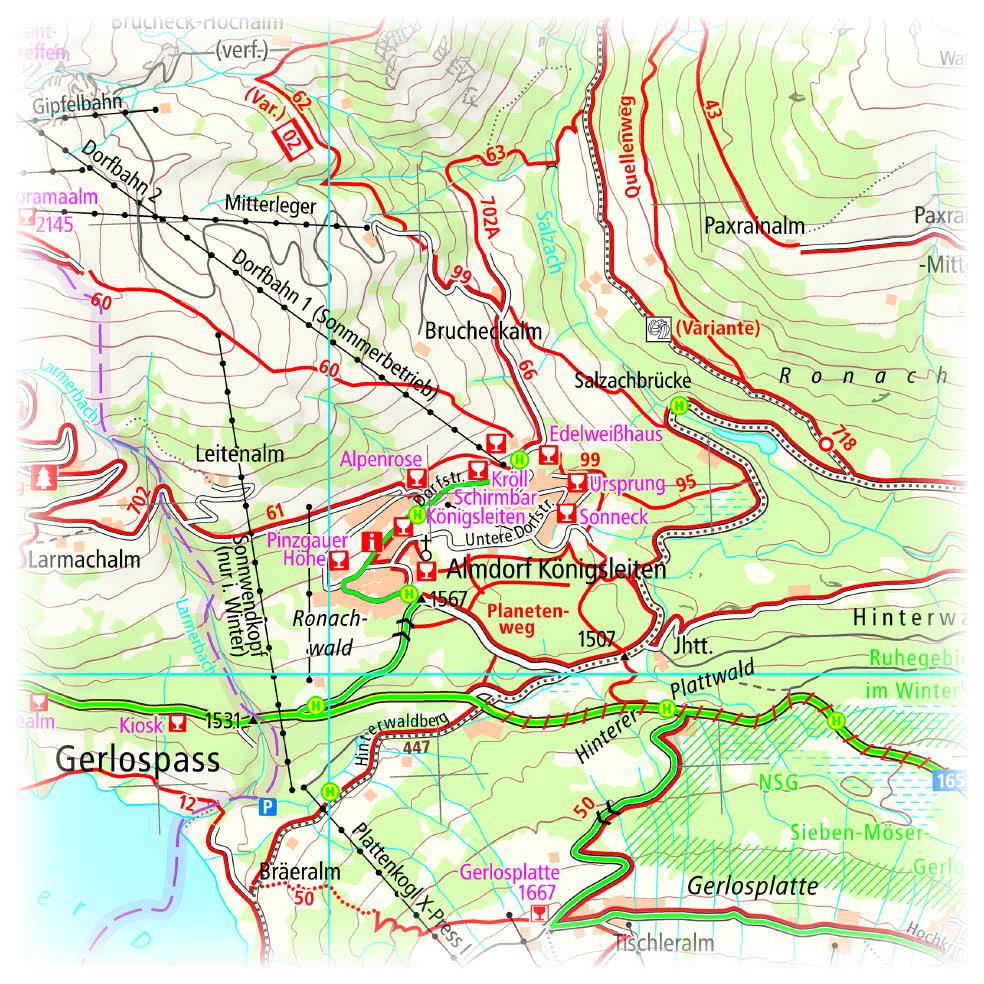 Beispielinhalt (Bild) Kitzbüheler Alpen, Brixental - Kitzbühel, Gerlospass - Mittersill  1 : 35 000 Wander- und Radkarte