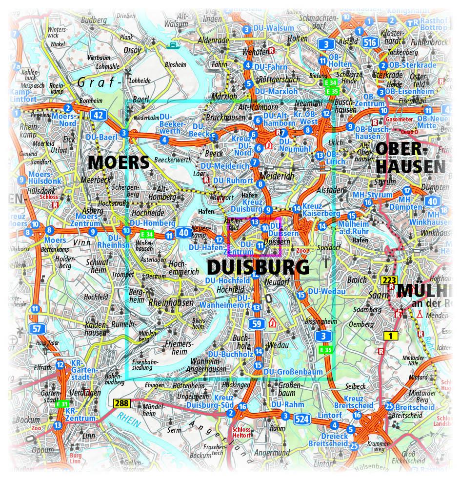 Beispielinhalt (Bild) Duisburg. Stadtplan 1:18 000