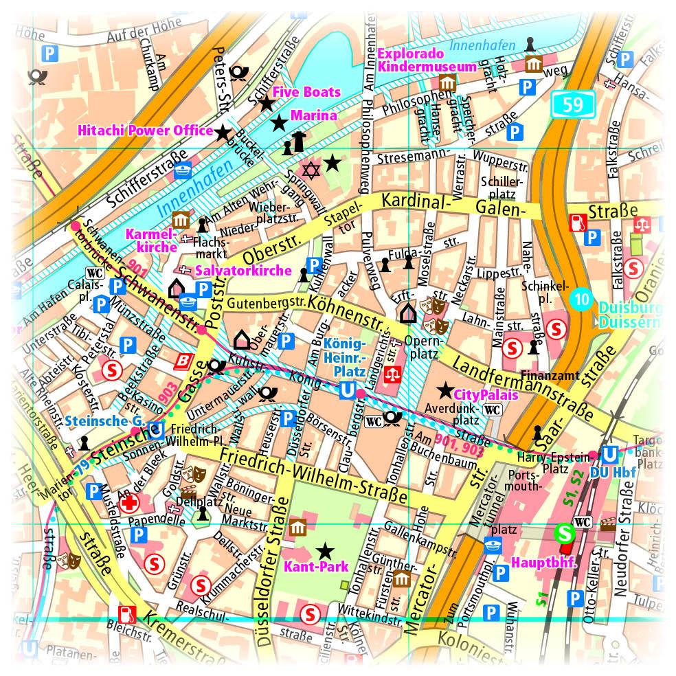 Beispielinhalt (Bild) Duisburg. Stadtplan 1:18 000
