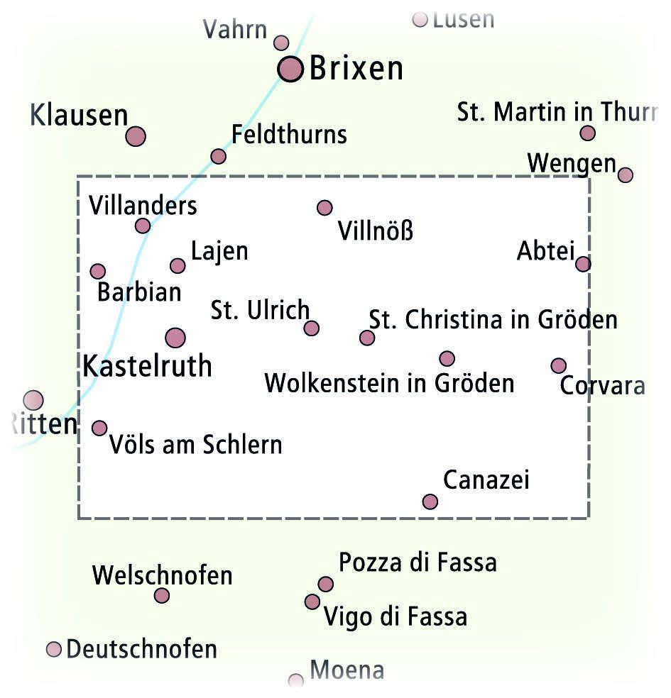 Beispielinhalt (Bild) Grödnertal, Seiser Alm / Val Gardena, Alpe di Siusi Wander- und Radkarte 1 : 35 000