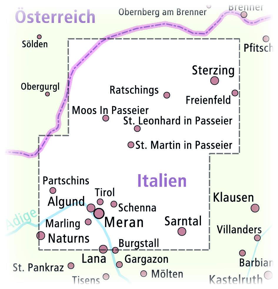 Beispielinhalt (Bild) Meran, Passeiertal, Ridnauntal / Merano, Val Passiria, Val Ridanna Wander- und Radkarte 1 : 35 000