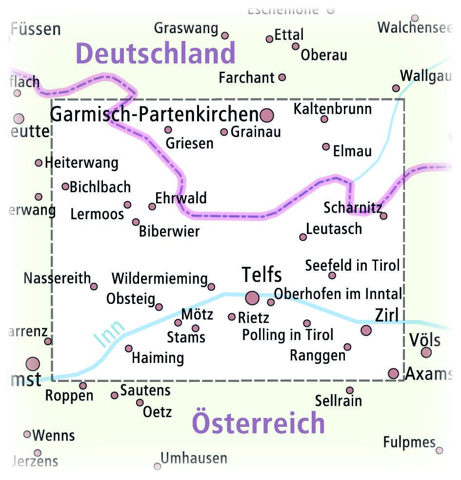 Beispielinhalt (Bild) Zugspitze - Wettersteingebirge - Mieminger Kette. Wander- und Radkarte 1 : 35 000