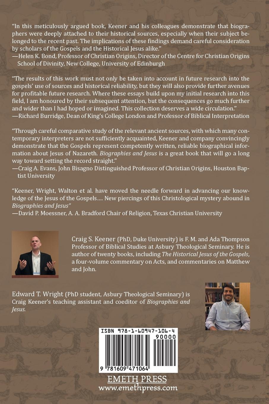 Rückseitencover Biographies and Jesus: What Does It Mean for the Gospels to Be Biographies?