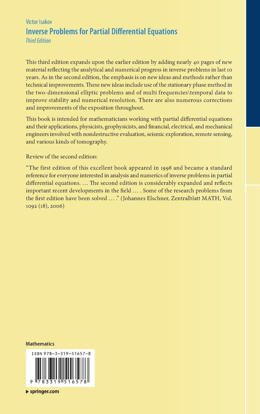 Rückseitencover Inverse Problems for Partial Differential Equations