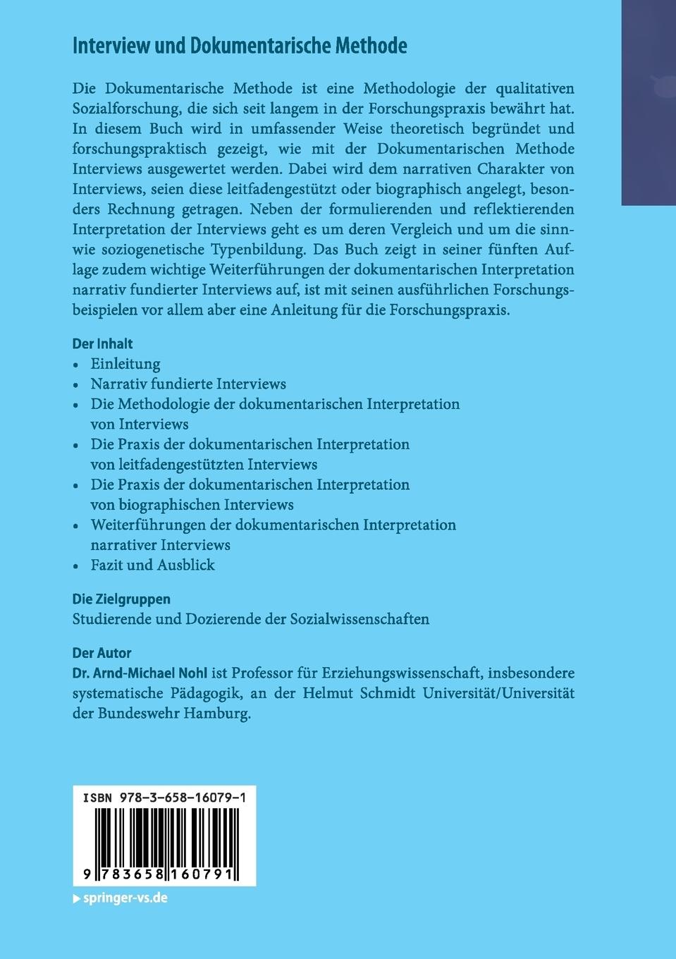 Rückseitencover Interview und Dokumentarische Methode