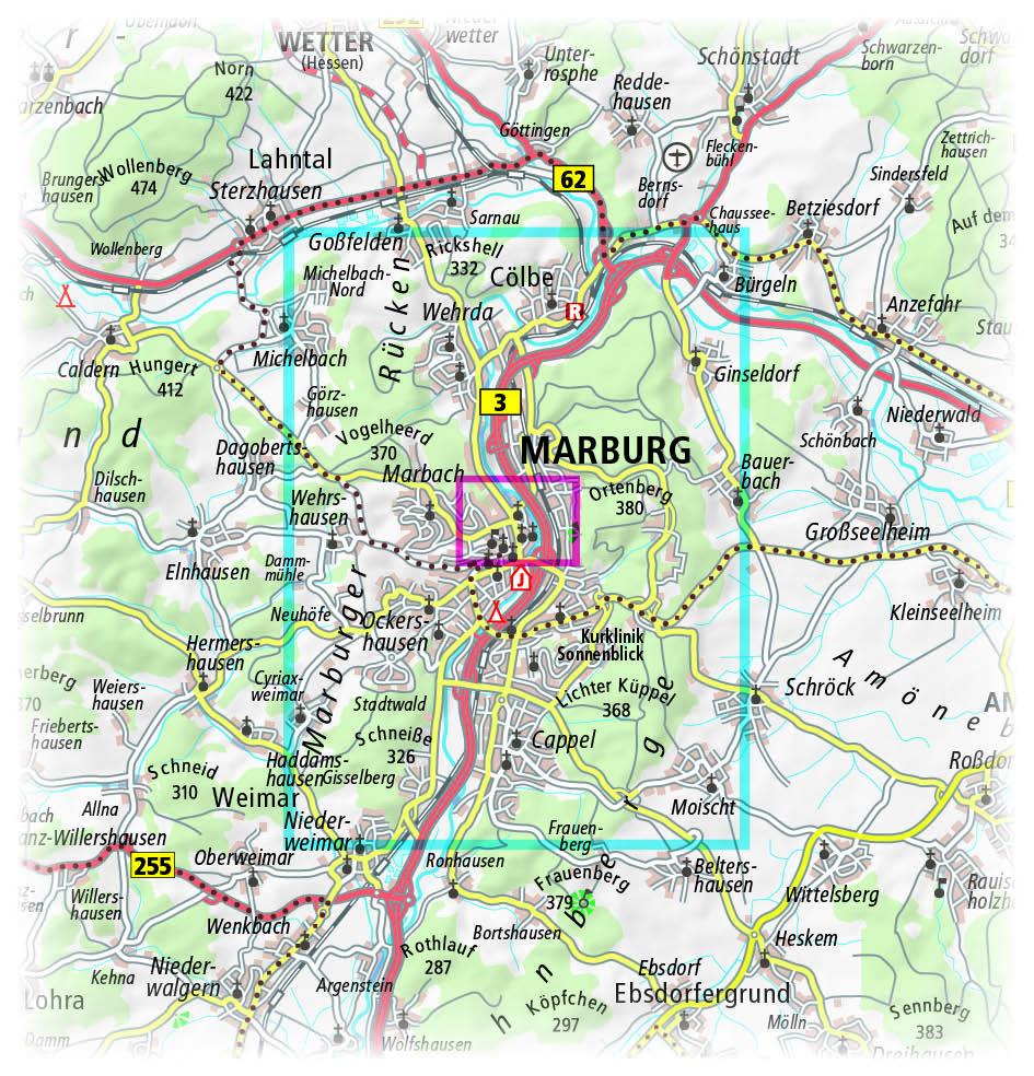 Beispielinhalt (Bild) Marburg. Stadtplan 1:14 000