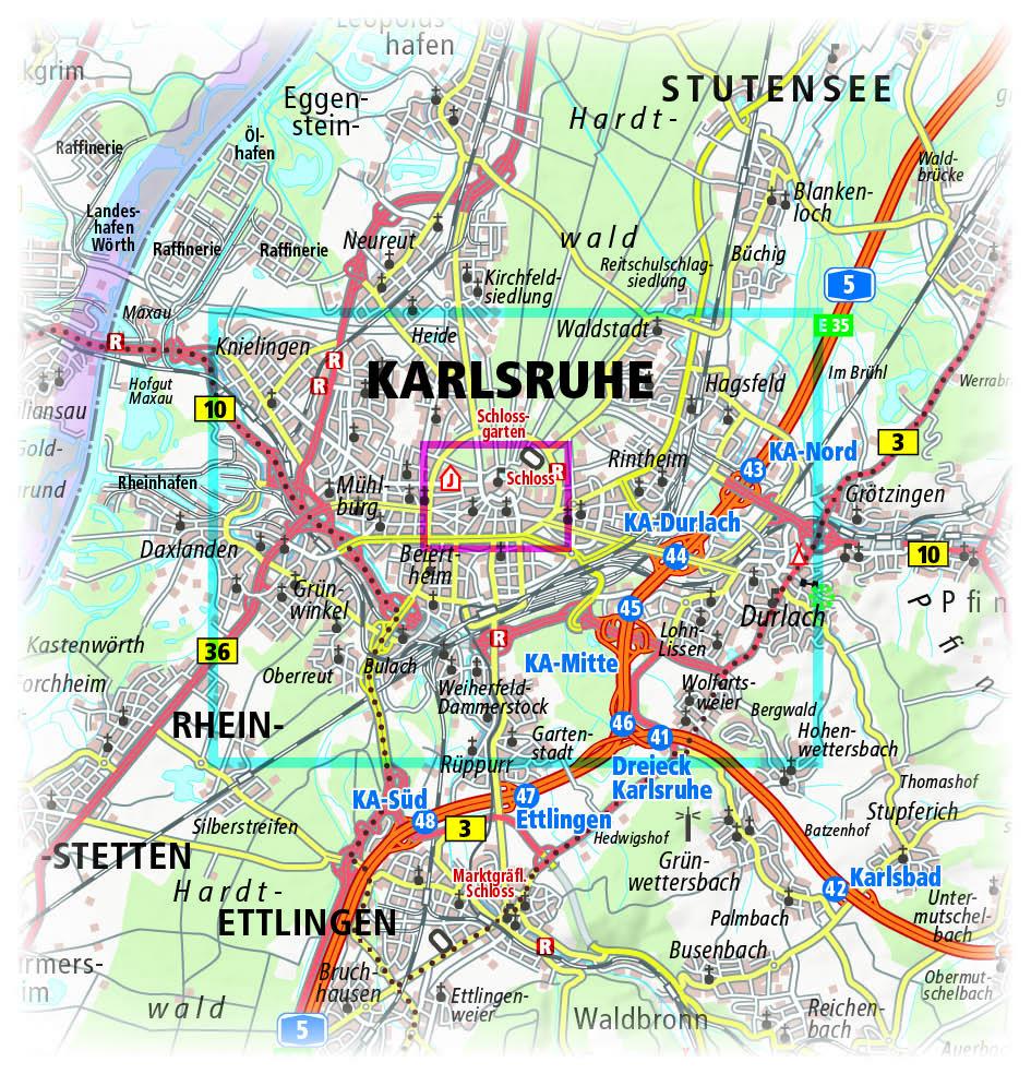Beispielinhalt (Bild) Karlsruhe. Stadtplan
