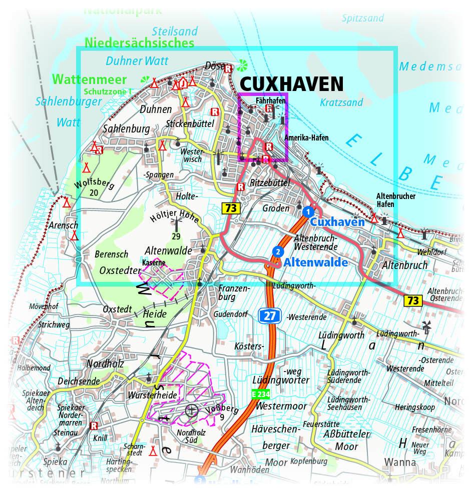 Beispielinhalt (Bild) Cuxhaven mit Helgoland 1:16 000