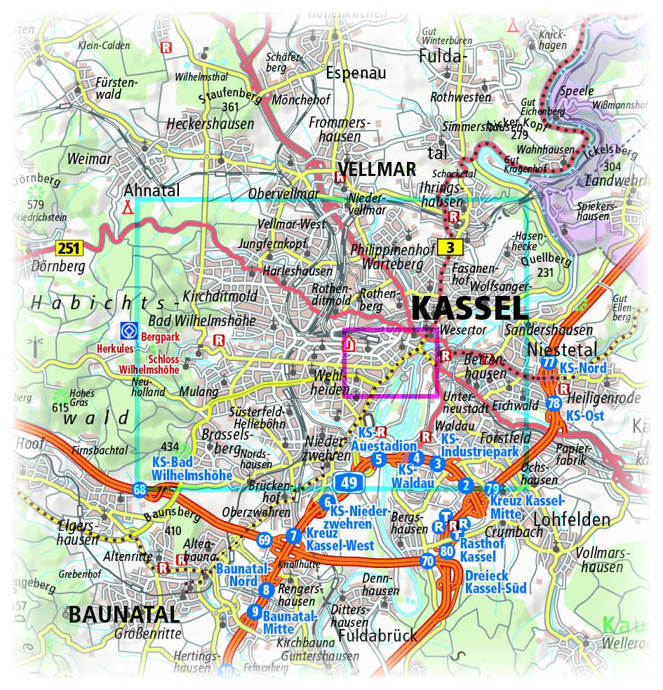 Beispielinhalt (Bild) Kassel. Stadtplan 1:14 000