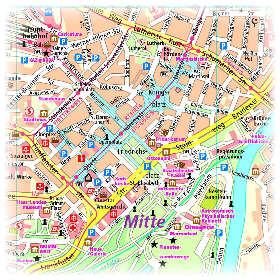 Beispielinhalt (Bild) Kassel. Stadtplan 1:14 000